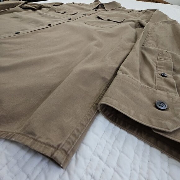 Banana Republic Heavy Twill Shirt Men's XXL Button Up Brown 2 Pockets EUC LN - Picture 2 of 15